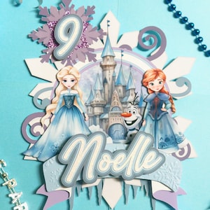 Frozen Birthday Cake Topper | Ice Princess Elsa Anna Olaf Theme | Winter Wonderland Girl Birthday Party Decor