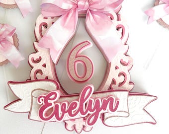 Coquette roze strikdecoraties voor cake | Verjaardagsdecoraties schattig meisje | Glitter zacht meisje verjaardagsdecoratie | Verjaardag van tween
