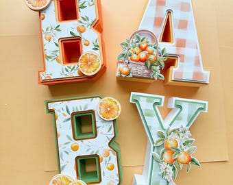 Schattige babyshower 3D-letternummer | Een klein schatje is onderweg Oranje babyshower | Genderneutraal babyshower | Decoraties voor babyshowers