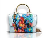 Hand painted handbag, exclusive artwork. Available for shipping.
