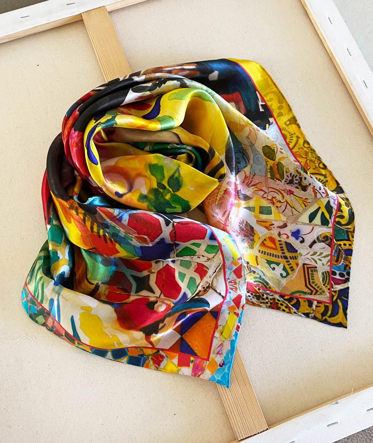 Sciarpa In Seta Gustav Klimt Per Donna - Foulard Artistico Con Motivi Art Nouveau, Regalo Elegante - Foto 3