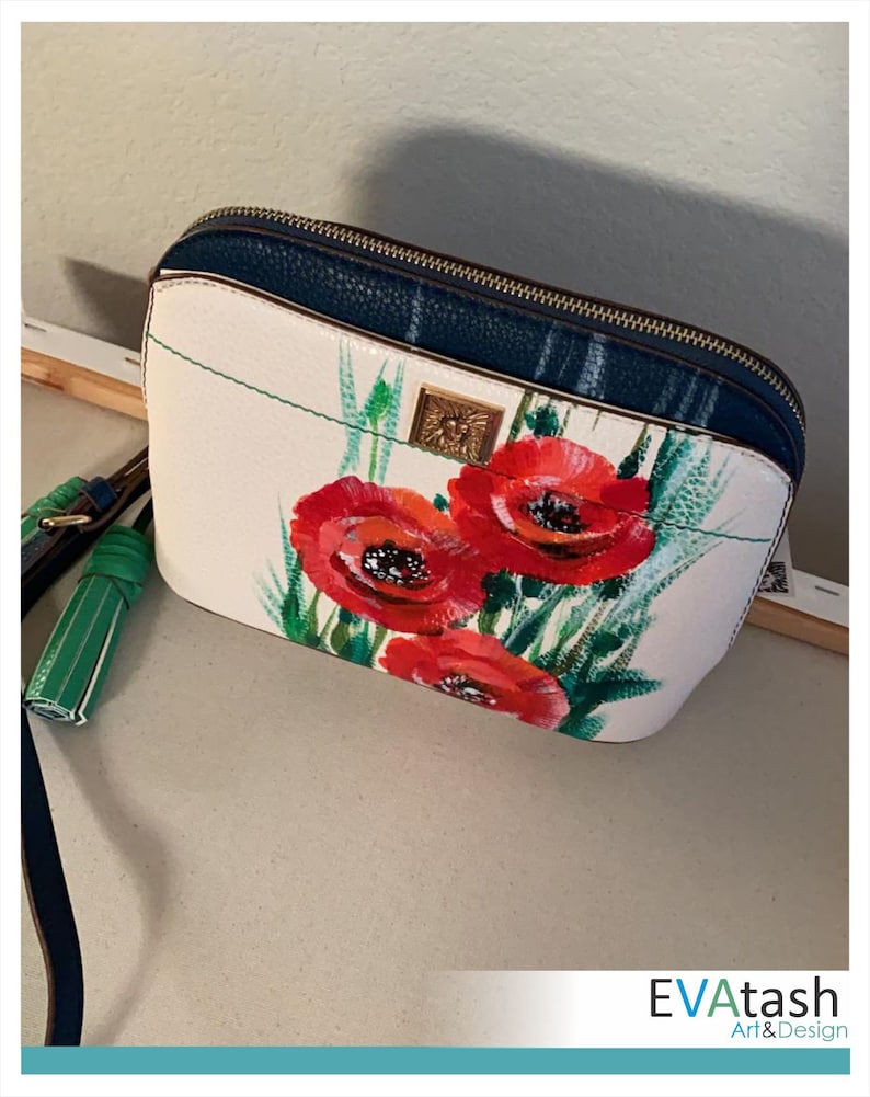 exclusive artwork Hand painted handbag Red poppies Available for shipping.