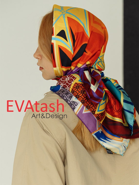 100% Silk twill Scarf With Original Painting leaves - Etsy