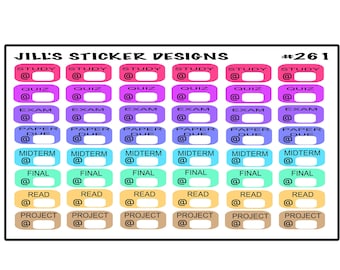 JSD#261 || School stickers, College planner stickers, Final stickers, Midterm stickers, Planner stickers, ECLP, Happy planner tags