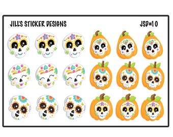 JSD 10 // Halloween Planner Pegatinas, Sugar Skull Stickers, Pumpkin Stickers, Jack O Lantern Stickers, Erin Condren Stickers