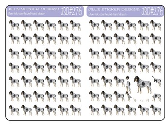 JSD#276-BluetickCoonhound Pegatina para planificador y calendario dibujada a mano