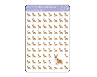 JSD#182 // Pegatinas para agenda de Corgi - Pegatinas de Corgi dibujadas a mano - Pegatinas de calendario