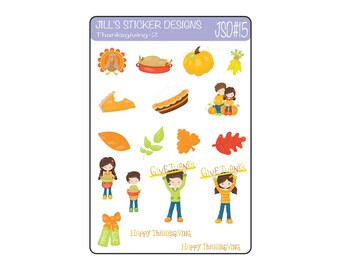 JSD#15 || Thanksgiving stickers, Turkey stickers, Pumpkin stickers, Give thanks stickers, Fall Stickers, EC planner Stickers, Happy Planner