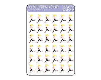 JSD 36 // Pegatinas de la planificadora de corredores de chicas - Pegatinas para trotar - Rubia chica trotando - Brown girl Jogging - Pegatinas Planner - Erin Condren