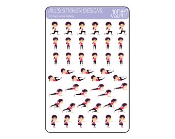 JSD#17 || 30 Day challenge stickers - Squats Stickers, Lunge Stickers, Bicycle stickers, Plank stickers, Situp stickers