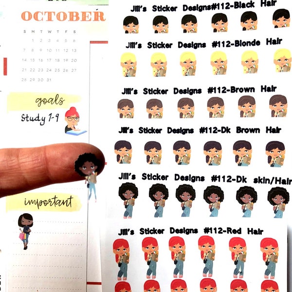 JSD#114 || Grocery shopping stickers, ECLP grocery stickers, Happy Planner tags, Blonde, Brown, Black hair tags