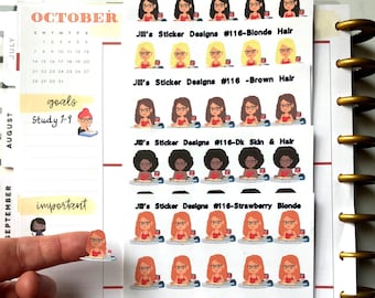 JSD-116 ? Chica que estudia pegatinas planificador ECLP STICKERS Planificador feliz