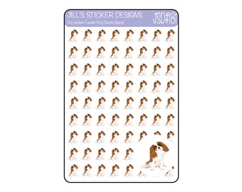 JSD#181 // Pegatinas para planificador de Cavalier King Charles - Pegatinas de razas de perros dibujadas a mano