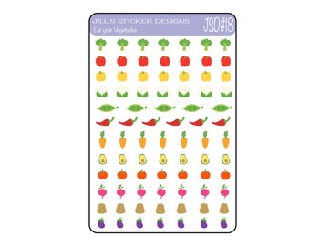 JSD 18 // Coma sus pegatinas vegetales, verduras, pegatinas del planificador, verduras saludables, pegatinas de brócoli, pegatinas de pimienta, pegatinas de zanahoria