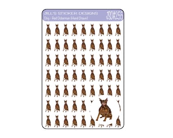 JSD#255 || Red Doberman planner stickers, Dog planner tags, Hand drawn stickers, Family pet stickers, Happy Planner stickers, ECLP Tags