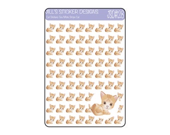 JSD#128 || Tan white cat planner stickers - Pet planner stickers - ECLP cat stickers
