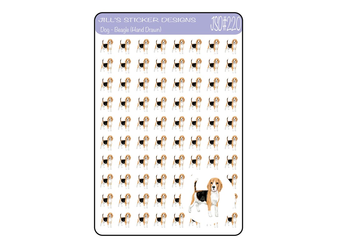 JSD#220 || Beagle Hand Drawn Stickers - EC Stickers - Pet Planner ...