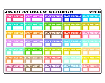 JSD#230 || Staff meeting planner stickers - Date and time stickers - Work meeting stickers