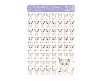 JSD#140 || Gray White Cat planner stickers for all planners