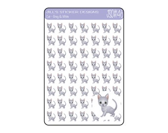 JSD#146 || Grey Cat Planner stickers - Pet Planner stickers