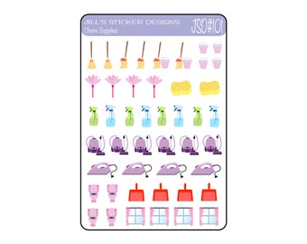 JSD#101 || Chore Supplies, Chore Stickers, Planner Stickers, Vacuum Stickers, Dustpan stickers, Sweeping Stickers