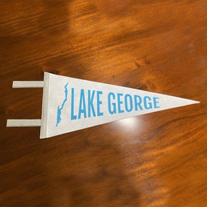 Lake George Pennant Lake George Adirondacks Pennant White and Blue with Lake Graphic Lake George Wall Art image 1