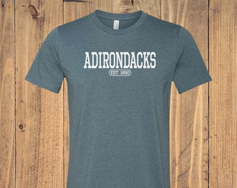 Adirondacks Classic Block Logo Print Tee Shirt - Eco-friendly T-Shirt Adirondack College Logo White - Adirondack Gift - Graphic Bella Tee