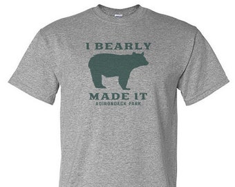 I Bearly Made It Adirondack Park - Funny Adirondacks Vintage Look Short-Sleeve Unisex T-Shirt - Adirondack Apparel Graphic T - High Peaks NY