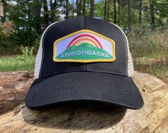 Adirondacks Hat - Adirondacks New York Patch Organic Recycled Trucker Cap - Adirondacks Trucker Hat - Adirondack Hat Gift - Adirondacks Dad