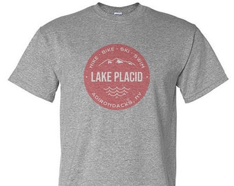 Lake Placid New York Trailmarker Series Themed Vintage Design Unisex Tee Shirt - Adirondack Logo - Adirondack Gift - Whiteface T-Shirt Gift