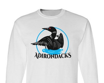 Adirondack Loon Design Unisex Long Sleeve T-Shirt - Loon T-Shirt featuring Adirondack Logo - Adirondack Gift - Loon Gift Tee