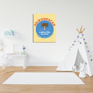 A Place Like No Otter Wall Art Canvas Poster Adirondacks Kids Room - Adirondack Otter Cartoon Wall Decor - Adirondack Themed Childs Room