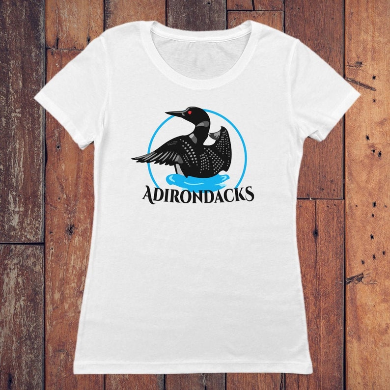 Adirondack Loon Women's Tee Shirt Adirondack Ladies T-Shirt Adirondacks Tee Women's Fitted Gift T Adirondack Loon Gift ADK Loon image 1