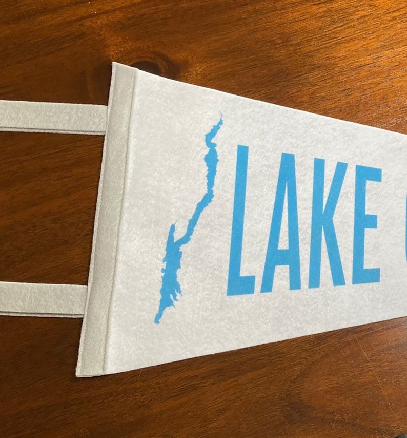 Lake George Pennant Lake George Adirondacks Pennant White and Blue with Lake Graphic Lake George Wall Art image 2