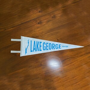 Lake George Pennant Lake George Adirondacks Pennant White and Blue with Lake Graphic Lake George Wall Art image 5