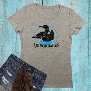 Adirondack Loon Women's Tee Shirt Adirondack Ladies T-Shirt Adirondacks Tee Women's Fitted Gift T Adirondack Loon Gift ADK Loon image 2