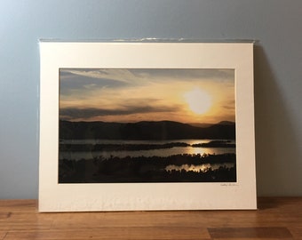 Lake George from Pilot Knob at Sunset Fine Art Print 8x12 Print Matted 11x14, Wall Art, Lake George Decor, Adirondack Print Lake George Gift