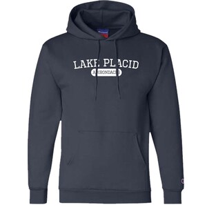 Lake Placid Varsity Logo Print Adirondacks Hoodie Pullover Sweatshirt With Hood Lake Placid Champion Sweatshirt Eco-Hoodie Lake Placid image 4