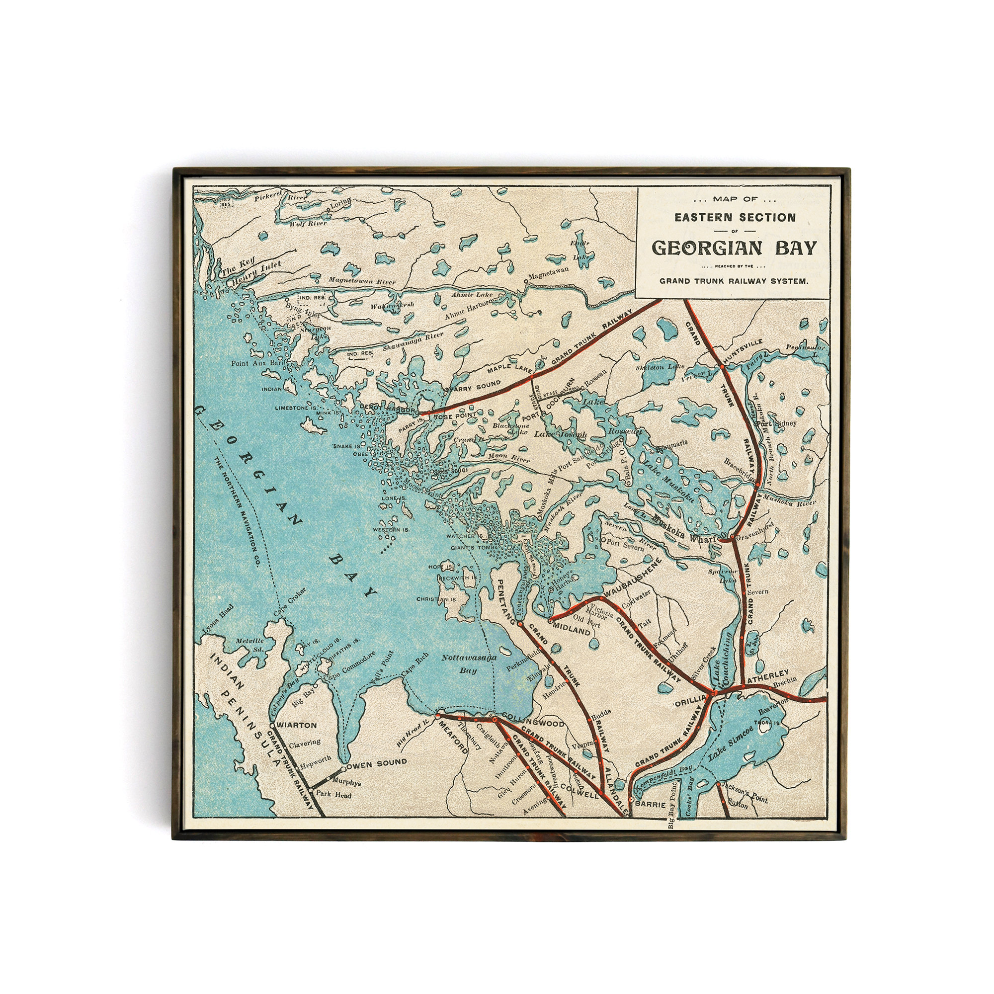Georgian Bay Ontario Map Eastern Section Of Georgian Bay Grand Trunk Railway Map From | Etsy