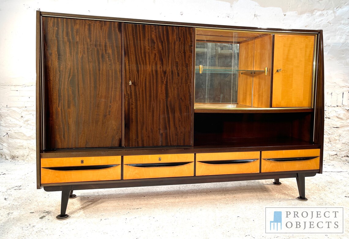 Gabinete alemán moderno de mahoba encogido de mediados de | Etsy