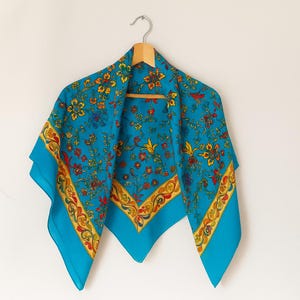 Türkis Floral Baumwolle Kopftuch: Vintage türkischen Boho Schal