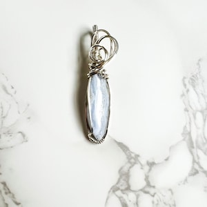 Blue Lace Agate Pendant, blue lace agate necklace, blue lace agate, handmade birthday gift for her, crystal gift ideas, healing crystals
