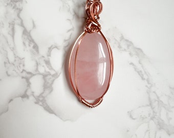 Rose Quartz Necklace Pendant, girlfriend birthday gift, bridal shower gift, mothers day gifts, best friend gift ideas, rose quartz crystal