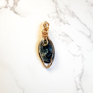 Larvikite Pendant Necklace, Larvikite jewelry, special graduation gift, gold handmade jewelry, anniversary gift, unique birthday gift