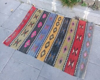 Turkish Small Kilim 23x33 inches multicolor kilim handmade Kilim wonderful kilim wool kilim