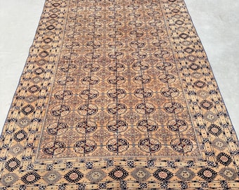 Turkish Rug, Area 4.8x7.3 ft Vintage Rug, Brown Polka dot Wool Rug