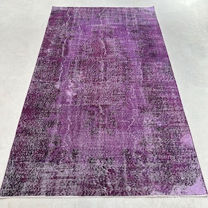 Vintage Rug, 5x8 Area Rug, Turkish Rug, Oushak Rug, Rugs For Bedroom, 4.7x8.2 ft Purple Rug, Authentic Vintage Turkish Rug, Overdyed Rug