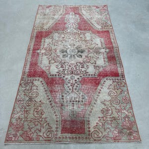 Turkish Rug, Vintage Rug, 4x7 Area Rug, Antique Rug, Rugs For Dining Room, 3.7x6.8 ft Red Rug, Luxury Vintage Wool Varos Rug, Oushak Rug,