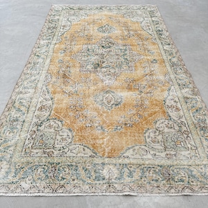 Vintage Rug, Turkish Rug, 6x10 Large Rug, Anatolian Rug, Rugs For Living Room, 5.4x9.3 ft Brown Rug, Vintage Oushak Wool Rug, Antique Rug,