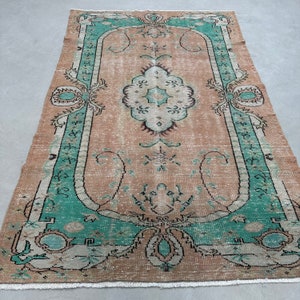 Turkish Rug, 6x9 ft Large Rug, Vintage Rug, Oushak Rug, Rugs For Bedroom, 5.5x8.6 ft Orange Rug, Oriental Wool Rug, Turkish Salon Rug,